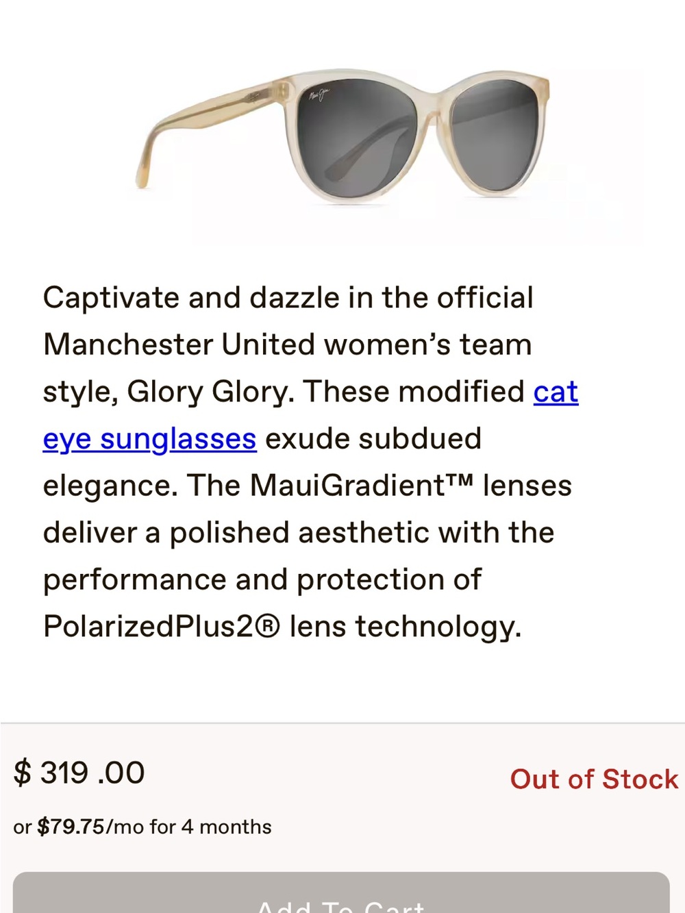 Maui Jim Glory Glory Cat-Eye Sunglasses in Milky Almond - Picture 6 of 7